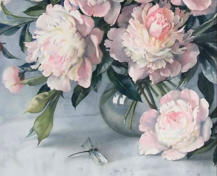 пионы и стрекоза - оригинал