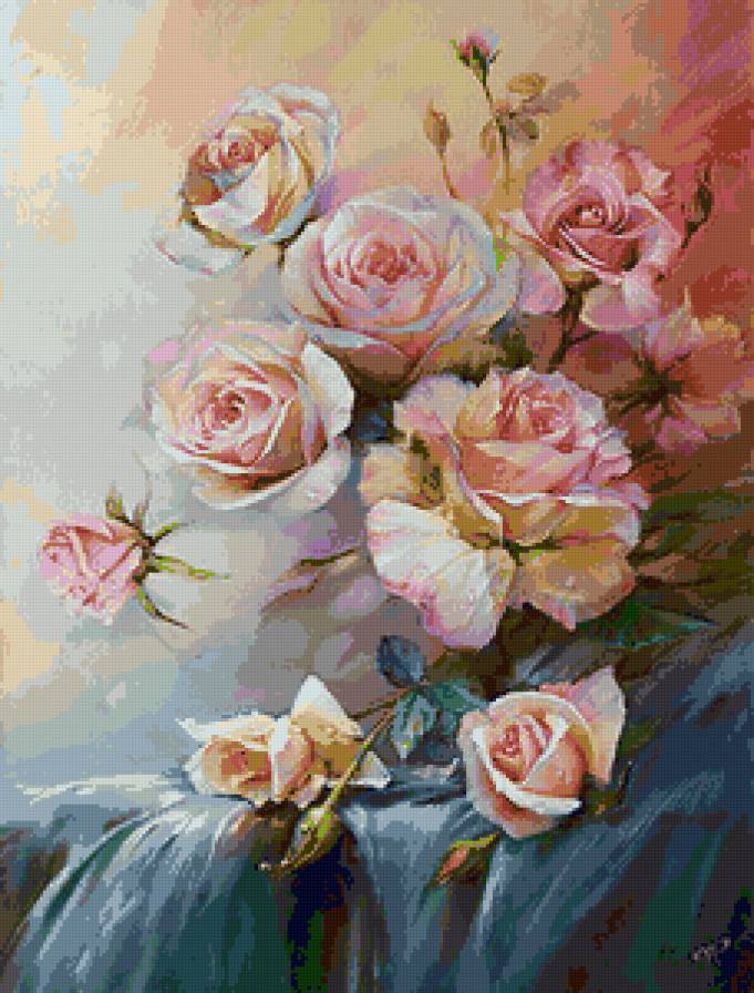 «Розовое утро» - розы. букет. цветы, натюрморт - предпросмотр