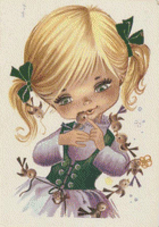 девочка с птичками - предпросмотр