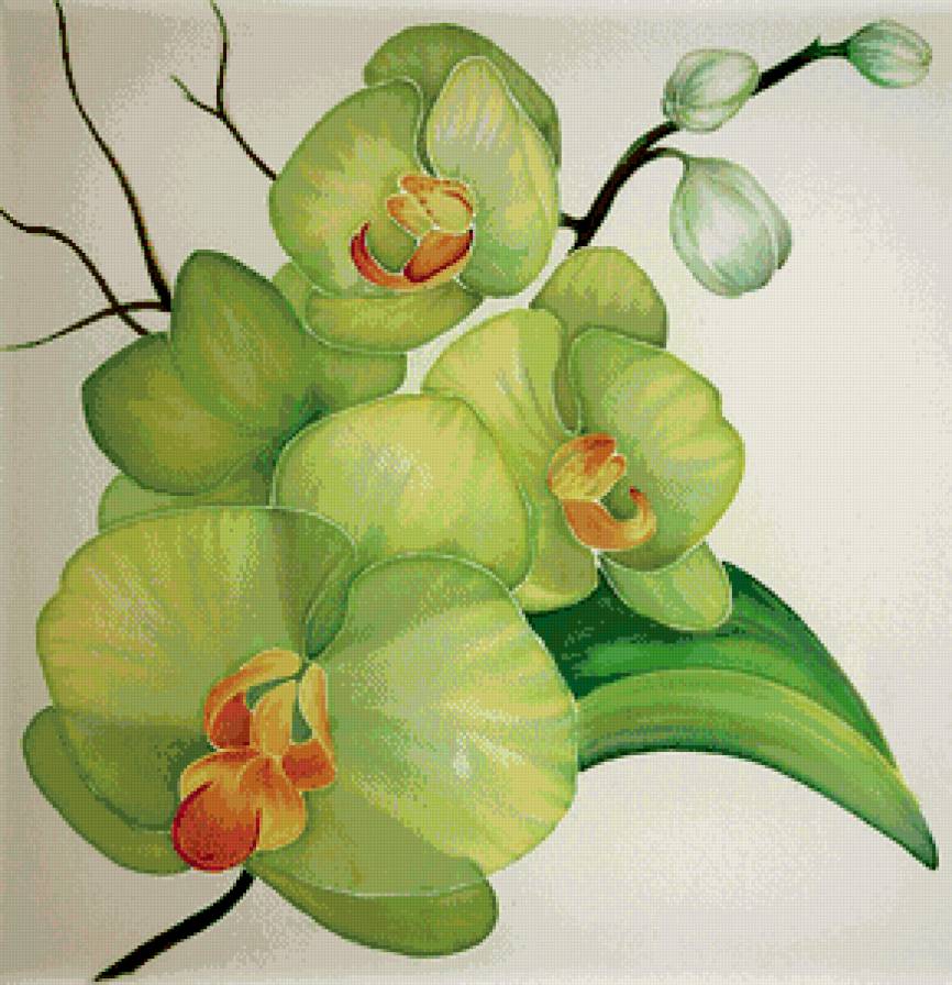 ветка орхидеи - нежность, батик, цветы, панно, орхидея, ветка - предпросмотр