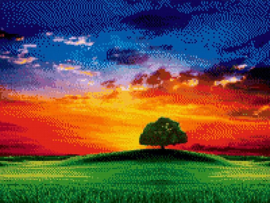 Дерево - дерево, закат - предпросмотр