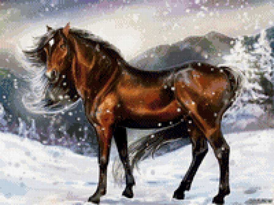 лошадь зимой - предпросмотр