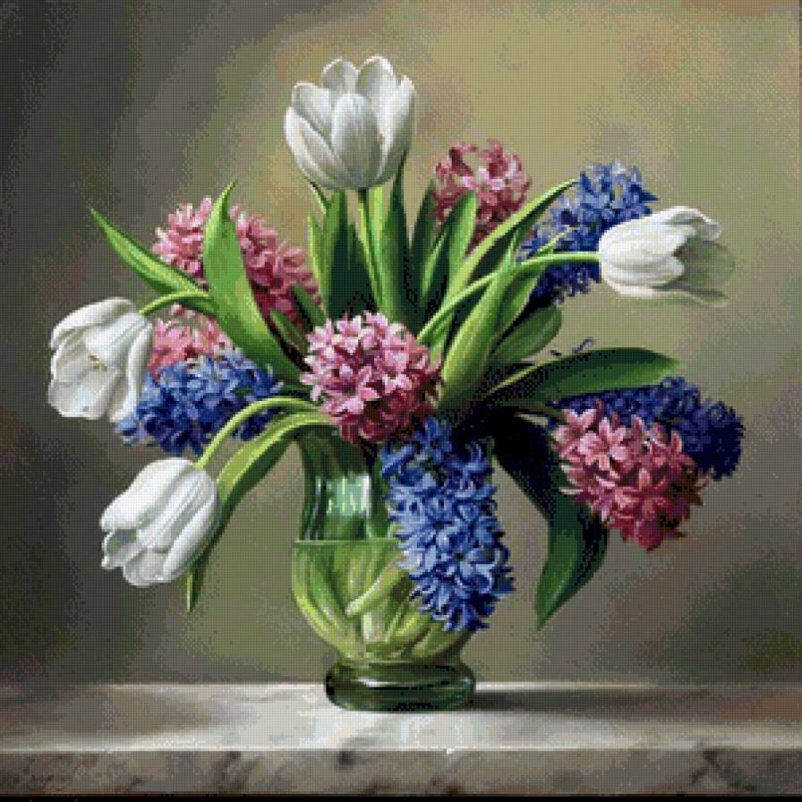 Весенний букет - цветы, гиацинты, букет., тюльпаны - предпросмотр