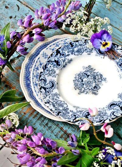 прованский завтрак - лаванда, посуда - оригинал