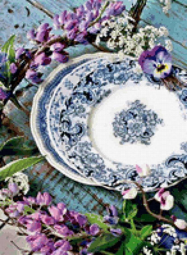 прованский завтрак - посуда, лаванда - предпросмотр