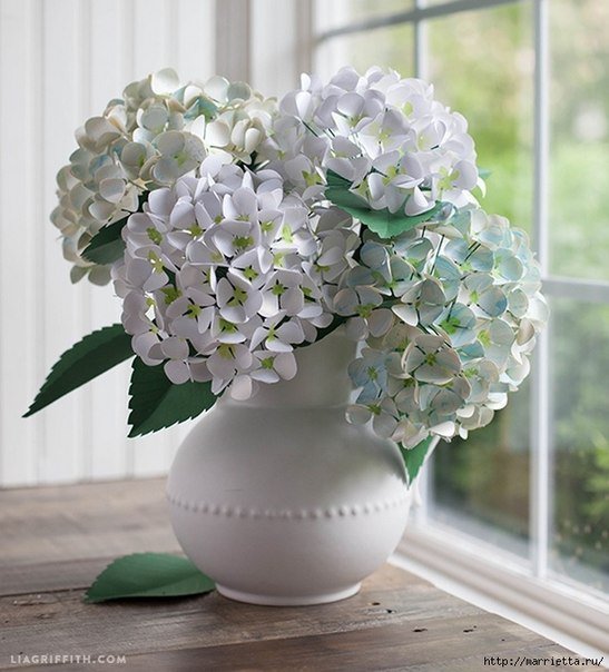 гортензии - цветы, ваза - оригинал