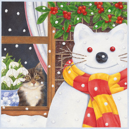 зимнее настроение - коты, кот - оригинал