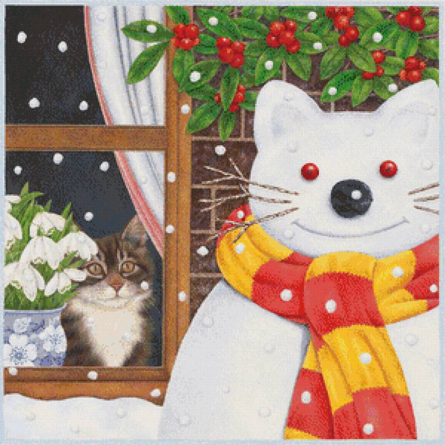 зимнее настроение - коты, кот - предпросмотр