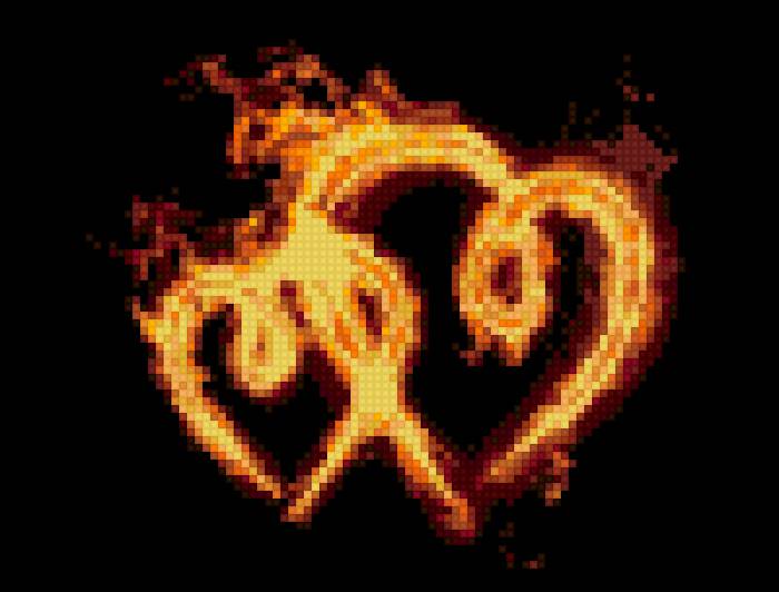 сердечки - сердечки, огонь - предпросмотр