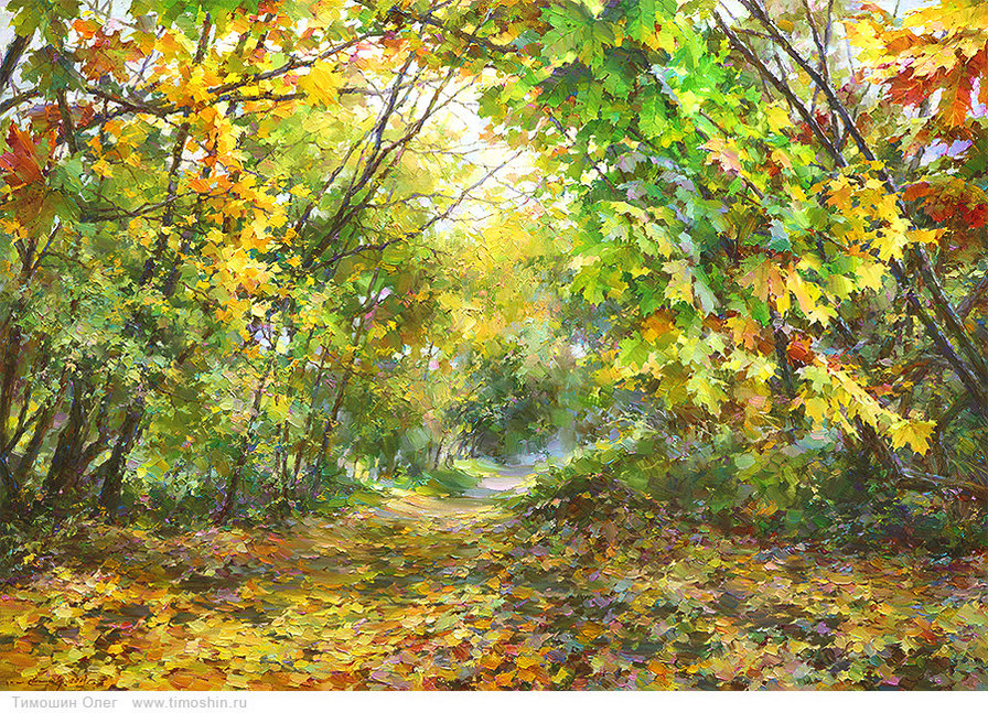 осень в парке - осень, дерево, золото, природа, пейзаж, парк, живопись - оригинал