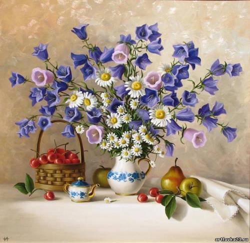 натюрморт с колокольчиками - натюрморт, колокольчики - оригинал