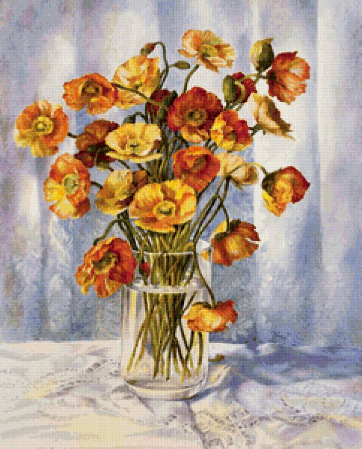маки в вазе - букет, ваза, маки, цветы, живопись, натюрморт - предпросмотр