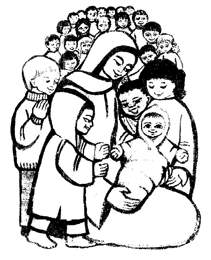 Maria Santa con niños - religioso - оригинал