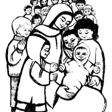 Схема вышивки «Maria Santa con niños»
