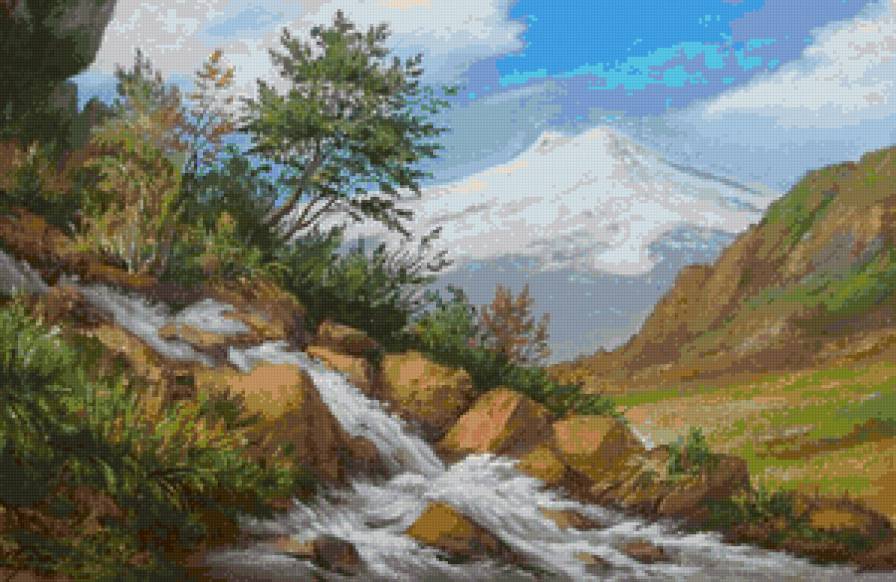 Сизоненко Юрий. Приэльбрусье - картина, природа, лето, горы, ручей, пейзаж - предпросмотр