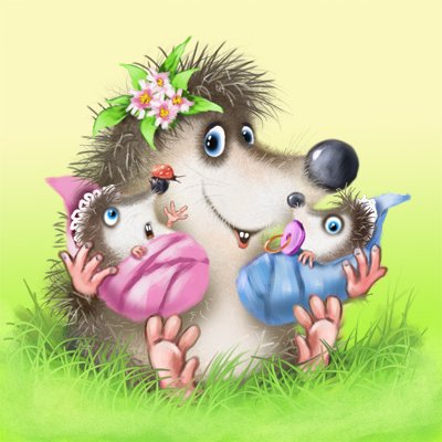 Счастливая мамаша - счастье, ежики, мама - оригинал