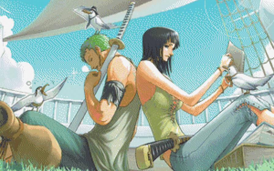 015 Робин и Зоро - зоро, zoro, робин, аниме, anime, ван пис, robin - предпросмотр