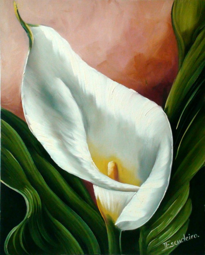 панно с белой каллой - цветок, панно, калла, живопись, нежность - оригинал