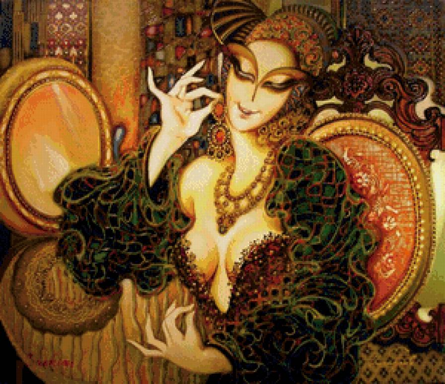 красавица с серьгой - женщина, серьга, живопись, красавица, украшение, красота - предпросмотр