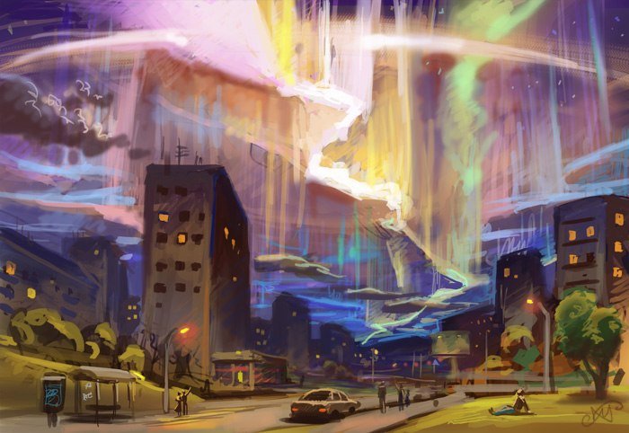 Северное сияние - город, северное сияние - оригинал