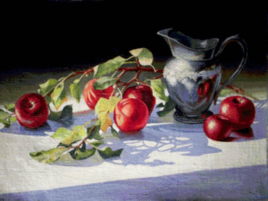 Кувшин с яблоками - кувшин, натюрморт, яблоки - предпросмотр