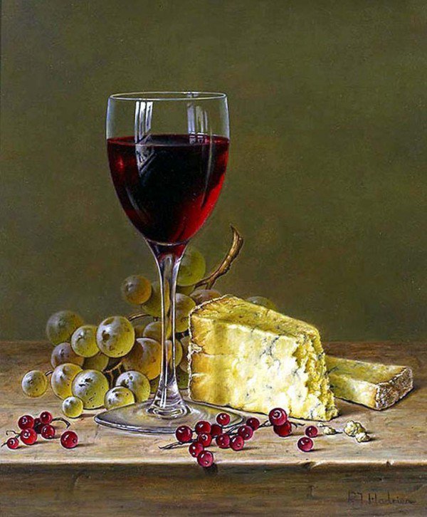 натюрморт 3 - кухня, фрукты, вино - оригинал