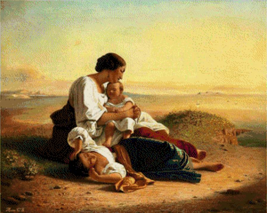 Madre e hijos sobre la Costa [Augusto Riedel] - obra pintores - предпросмотр