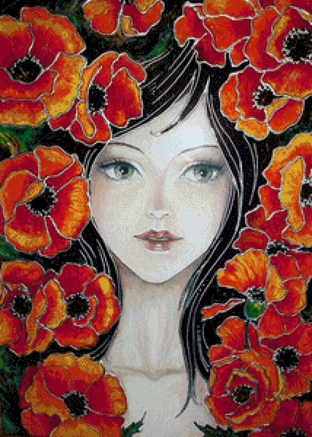 Девушка и маки - красота женщины - предпросмотр