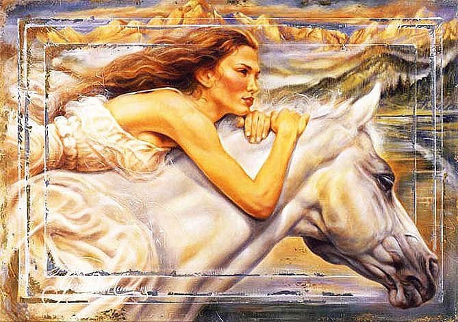 Девушка - девушка, животные, лошади, кони - оригинал