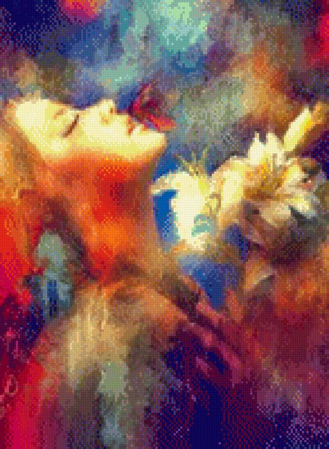 Девушка с цветами - чувственность, девушка, цветы, красота - предпросмотр