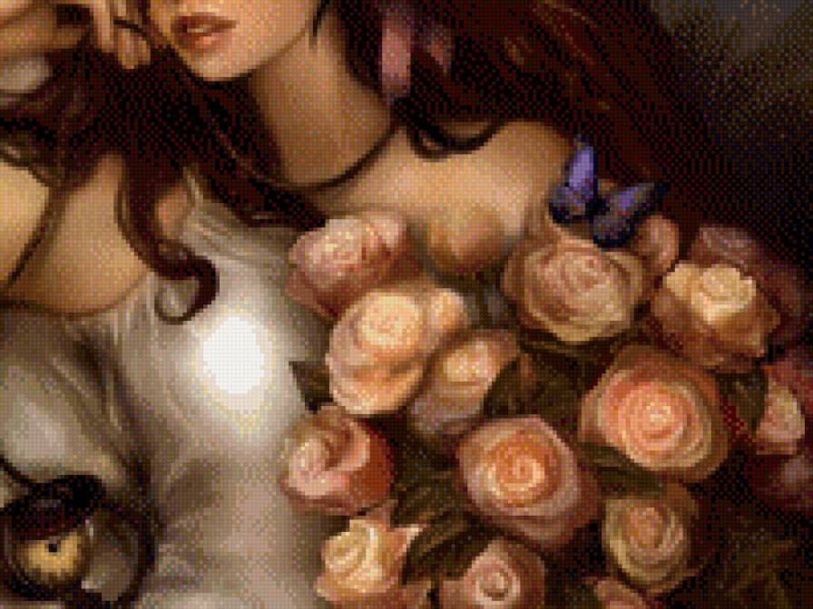 Розы - девушка, фэнтези - предпросмотр