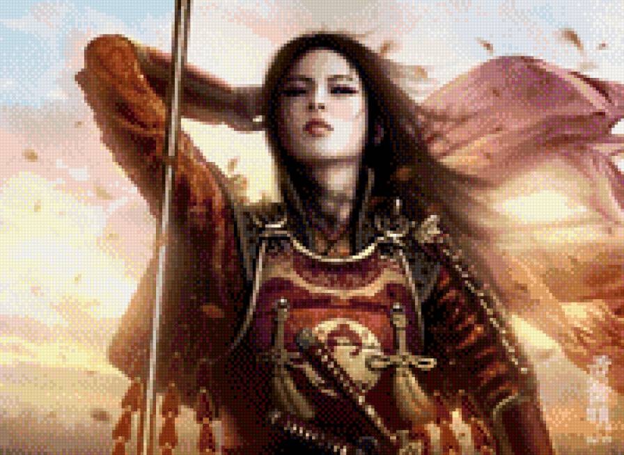 Дева-воительница - япония, фэнтези, девушка - предпросмотр