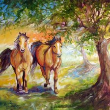 Схема вышивки «пара лошадей»