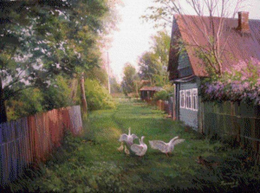 деревенская улочка - пейзаж, улица, деревня - предпросмотр