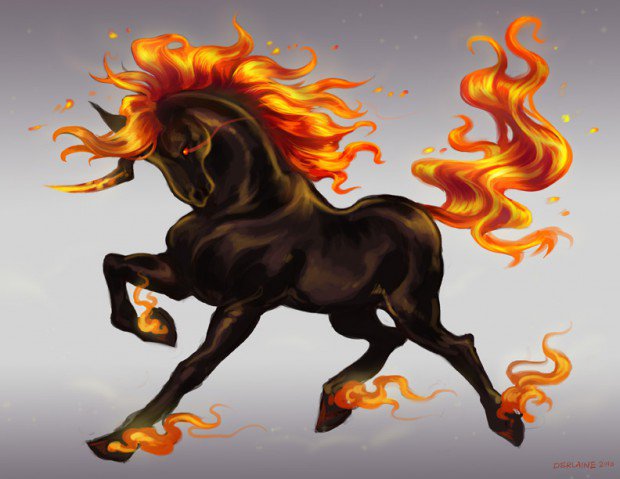 Найтмар-огненый конь - животное, миф, огонь, стихия, конь - оригинал