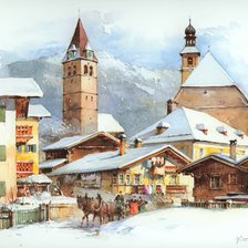 Оригинал схемы вышивки «городок в альпах» (№914732)