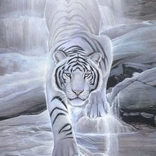 Оригинал схемы вышивки «тигр на скале» (№915098)