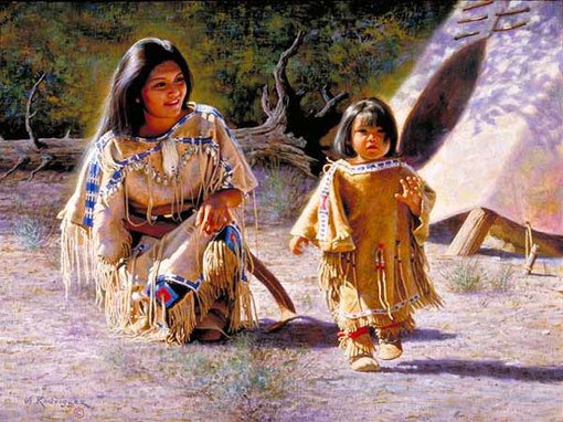 мать и дитя - индейцы - оригинал
