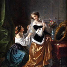 Оригинал схемы вышивки «Дама и зеркало» (№915546)