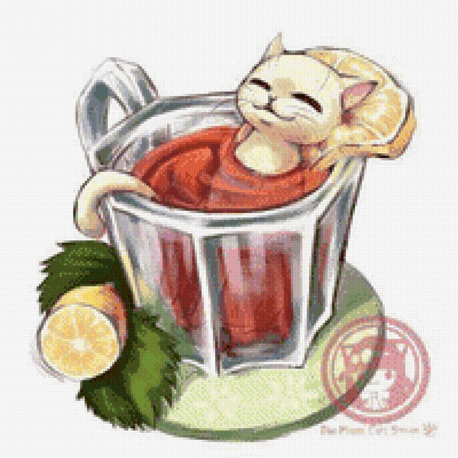 чашка кота 4 - животные, кошка, чай - предпросмотр