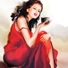 Схема вышивки «девушка в красном»