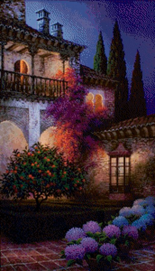 уютный дворик - городской пейзаж, дом - предпросмотр