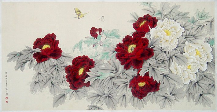 восточные мотивы - пионы, цветы - оригинал