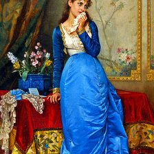 Схема вышивки «Девушка в голубом платье»