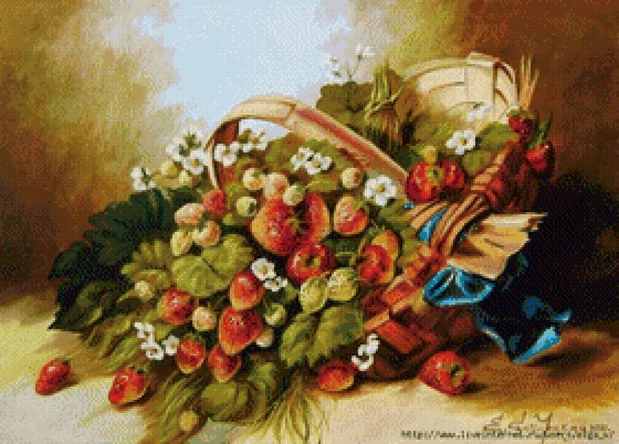 Корзинка клубники - фрукты, натюрморт - предпросмотр