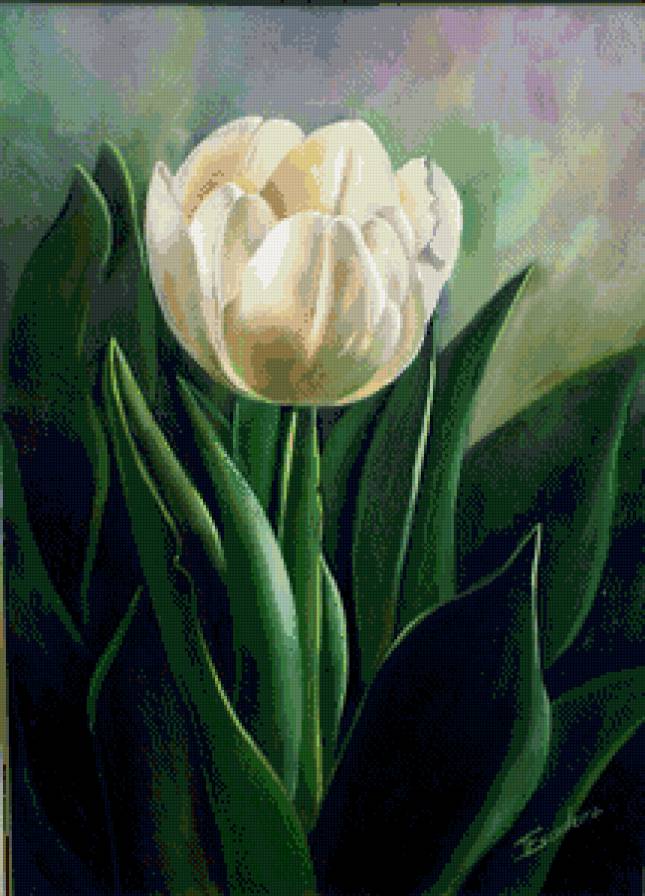 тюльпан - цветок, тюльпан, картина, букет, весна, живопись - предпросмотр