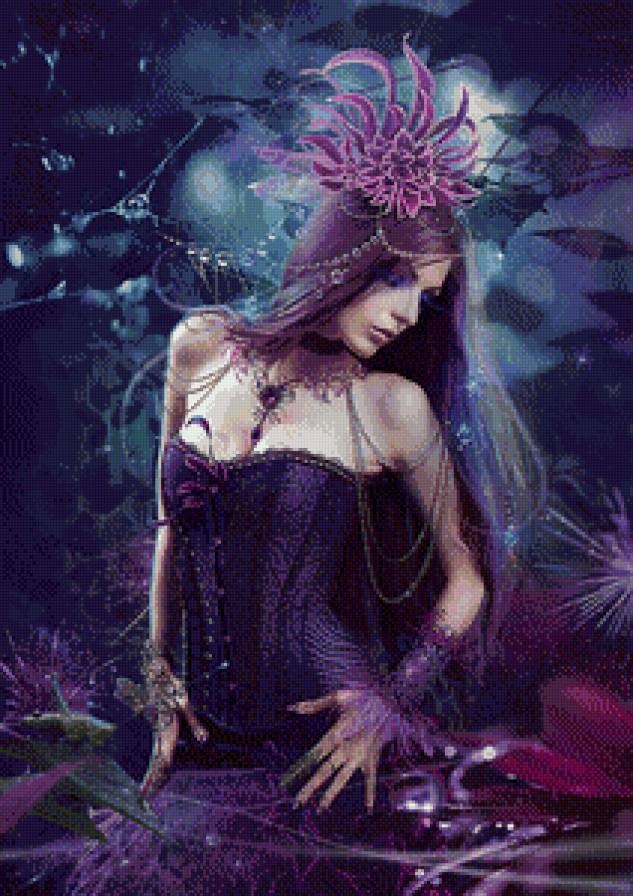 Образ-2 - фэнтези, сумерки, женщина в синем, готика - предпросмотр