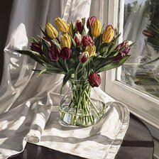 Оригинал схемы вышивки «тюльпаны в вазе» (№917811)