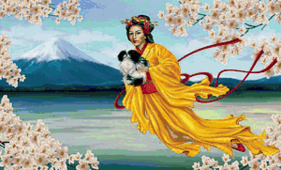 Восточная красавица в желтом - китай, восток, девушка - предпросмотр