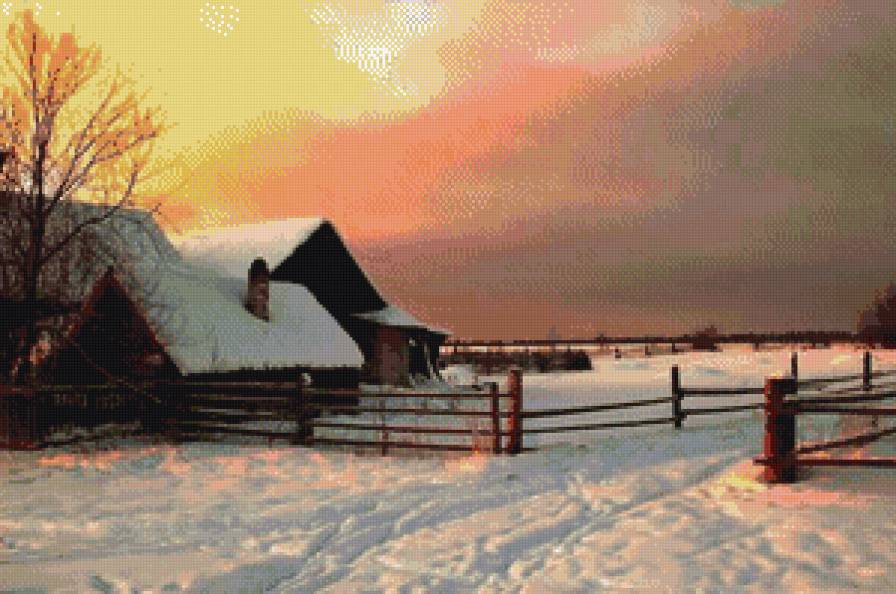 Зима,деревенский пейзаж - предпросмотр